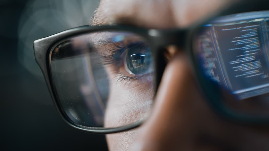 eyeglasses and screen