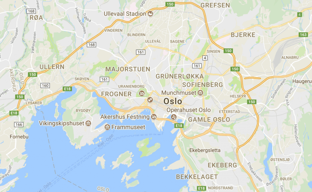 Map of downtown Oslo