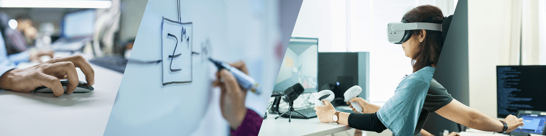 Banner for dept of applied AI with pictures from scientists in action