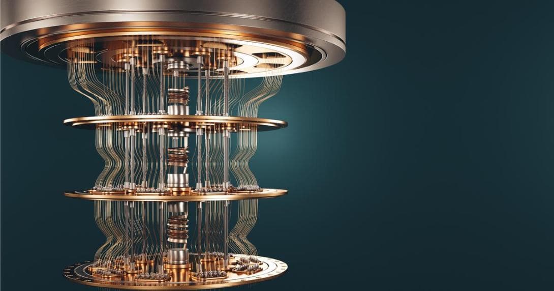 Quantum Computer on blue background
